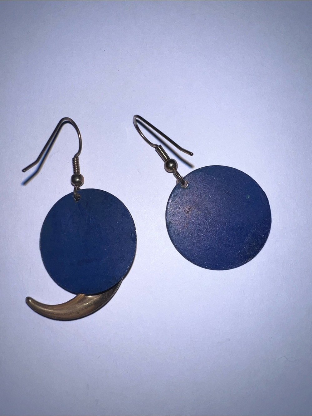 Pierced earrings asymmetrical moon face star 90s vintage statement - Picture 6 of 7
